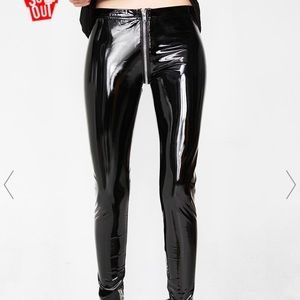 Zip up vinyl leggings